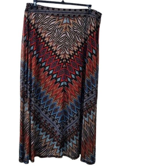 New Directions 2 pc. Maxi Skirt Set, Size 2X, Brown/blue/turquoise/red/tan/black - Picture 8 of 10